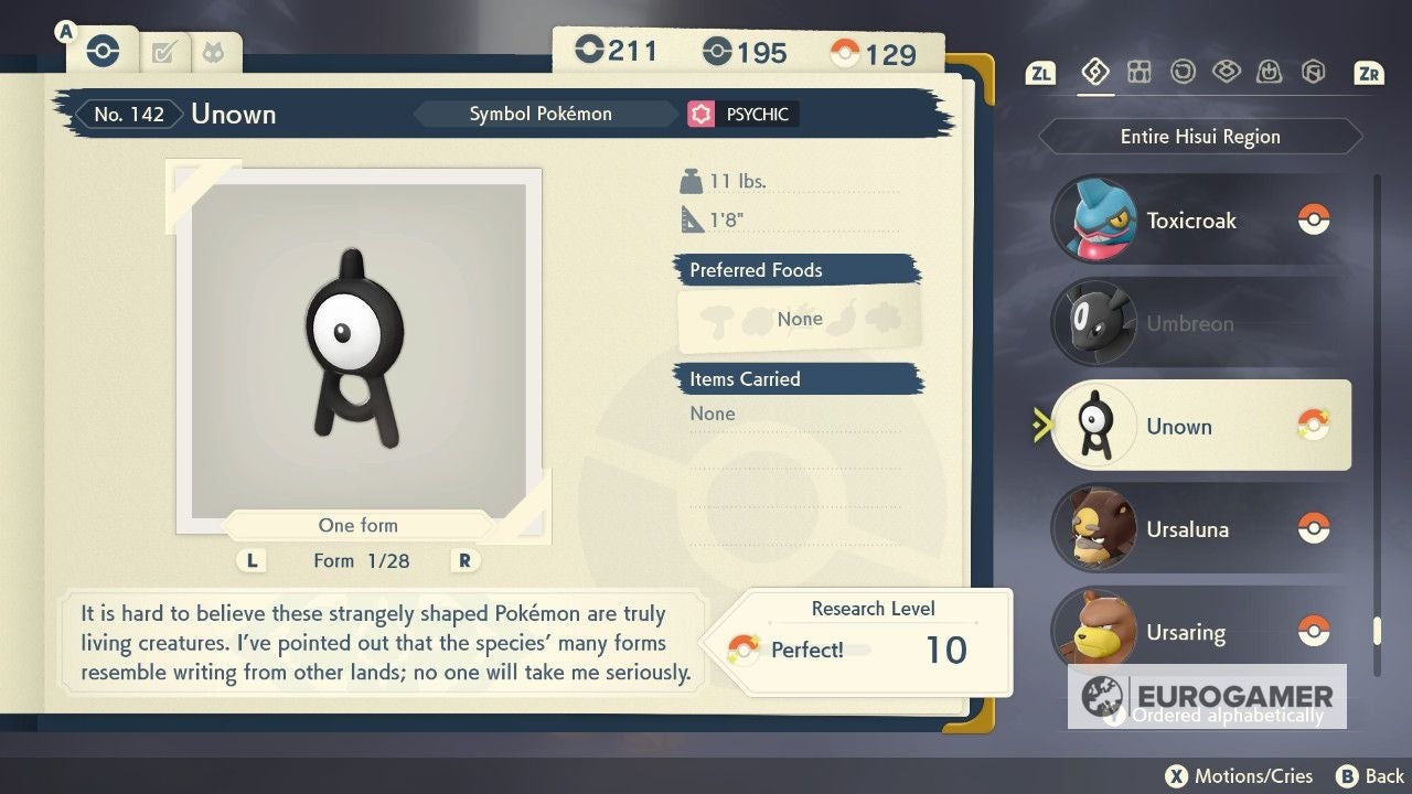 Pokémon Legends Arceus Unown Locations